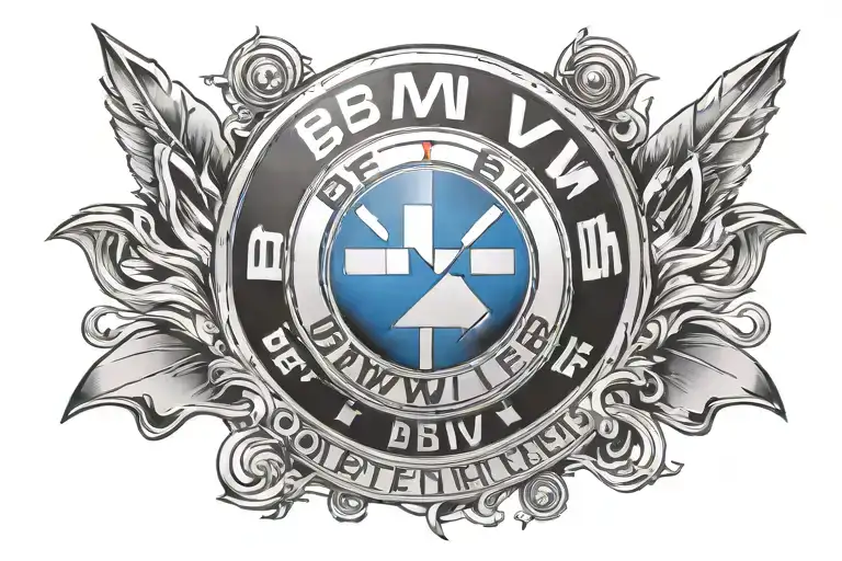 giant bmw logo with e39 tattoo design idea