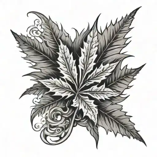 gothic weed leaf tattoo design idea