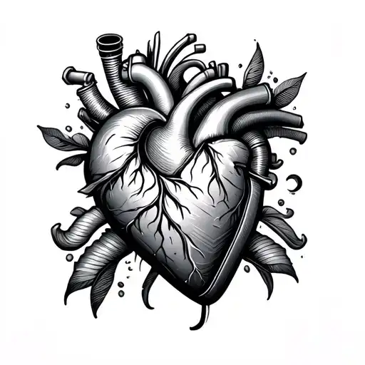 air conditioning units, ducting and refrigeration units inside a heart tattoo design idea