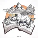 rhino books mountains tattoo design idea