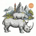 rhino books mountains tattoo design idea