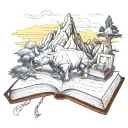 rhino books mountains tattoo design idea