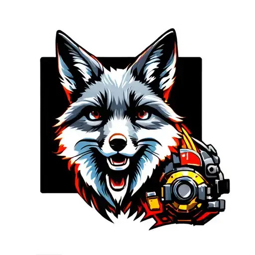 Fireman Fox with commuications gear integrated tattoo design idea