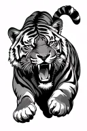 tiger roaring and leaping tattoo design idea