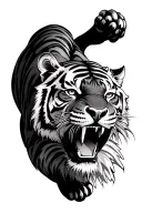 tiger roaring and leaping tattoo design idea