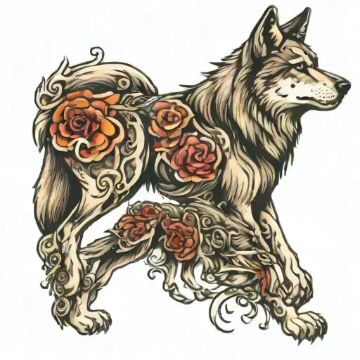 she-wolf with a wolf cub tattoo design idea