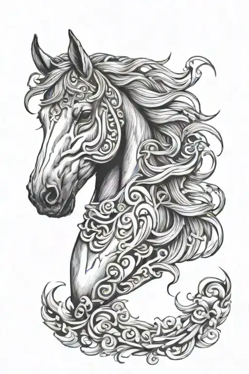 horse head tattoo design idea