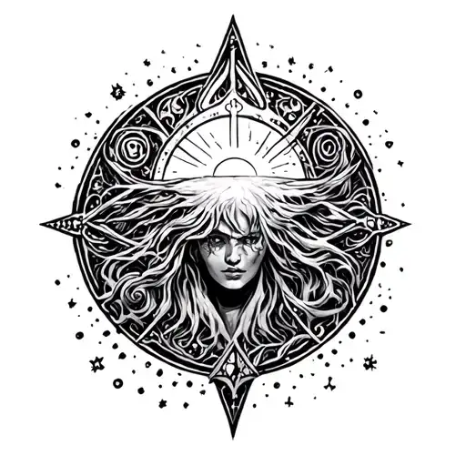 tarot card Atlantis sleep token symbol incorporated tattoo design idea