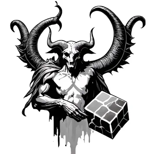 Baphometh holding a cube tattoo design idea