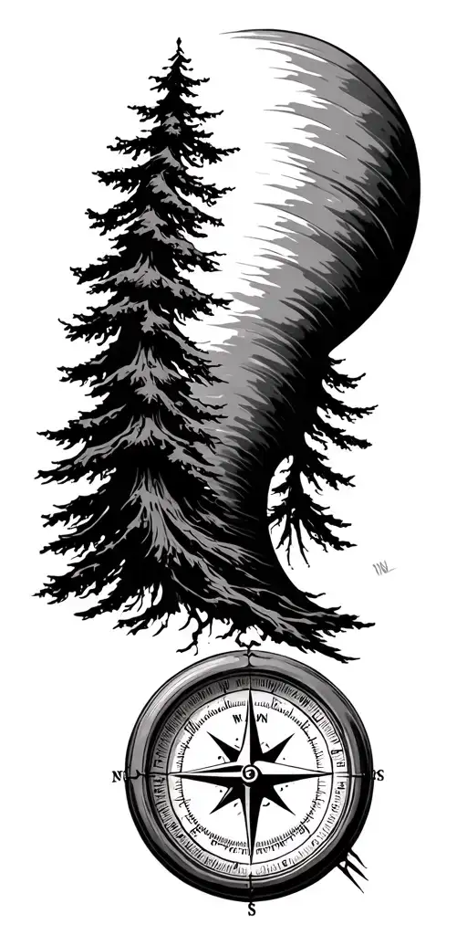 compass road trees peterbilt tattoo design idea