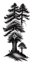 compass road trees peterbilt tattoo design idea
