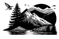 A patchwork that symbolizes the peace I find fly fishing in the mountains  tattoo design idea