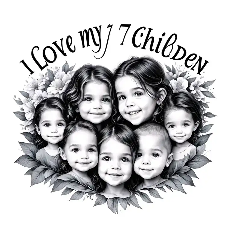 I love my 7 children 4 girls 3 boys tattoo design idea