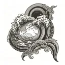 cosmic ocean waves tattoo design idea