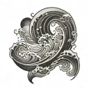 cosmic ocean waves tattoo design idea