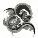 cosmic ocean waves tattoo design idea