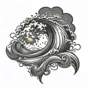 cosmic ocean waves tattoo design idea