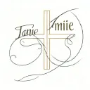 cross with the name Jamie tattoo design idea