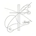 cross with the name Jamie tattoo design idea