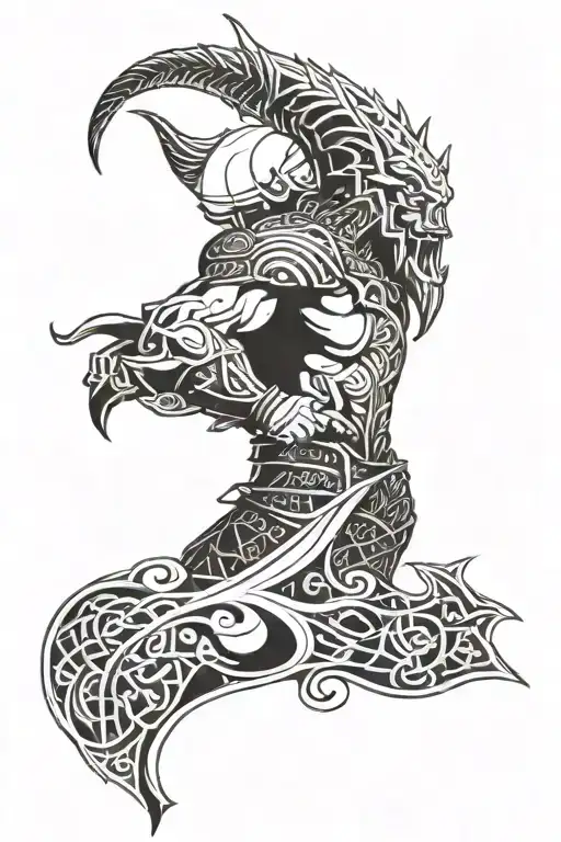 viking sleeve tattoo design idea