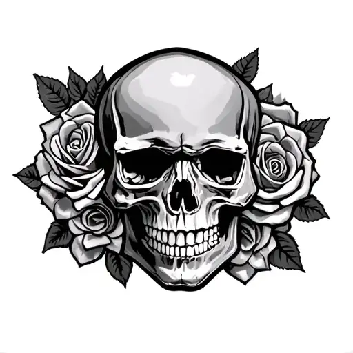 "Oakland Raiders" skull and roses intertwined tattoo design idea