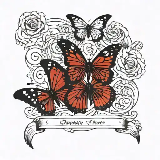 red butterflies with black front and a quote that represents new beginnings starting over mental health, anxiety,  tattoo design idea