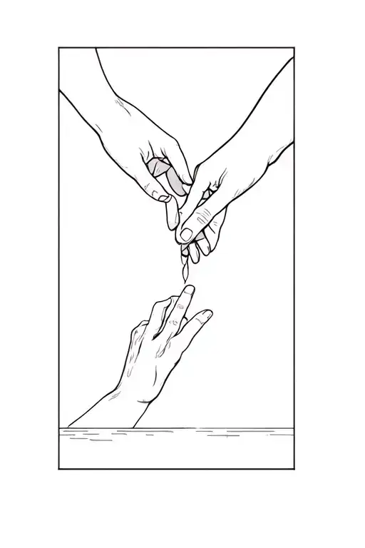 gods fingers touching  adam's fingers as gods first creation tattoo design idea