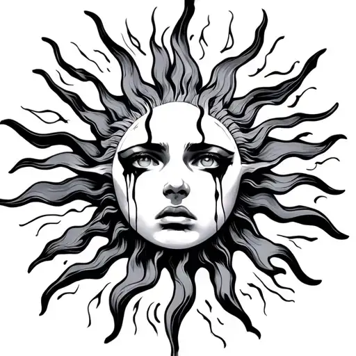 Crying Sun tattoo design idea