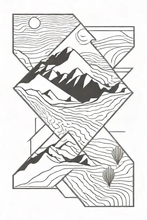 desert dunes  simple rectangular tattoo tattoo design idea