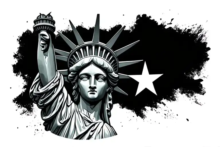 statue of liberty torch with stars tattoo design idea