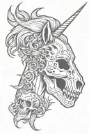 unicorn and skull tattoo design idea