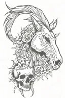 unicorn and skull tattoo design idea