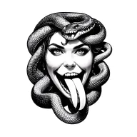 madusa face with snake wrapped around with her snake tattoo tongue out  tattoo design idea