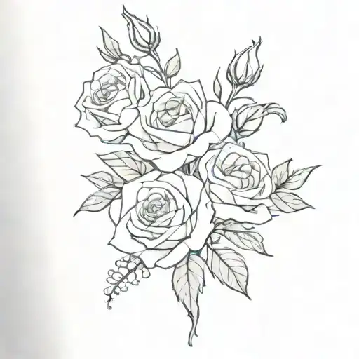 baby's breath and a rose growing tattoo design idea