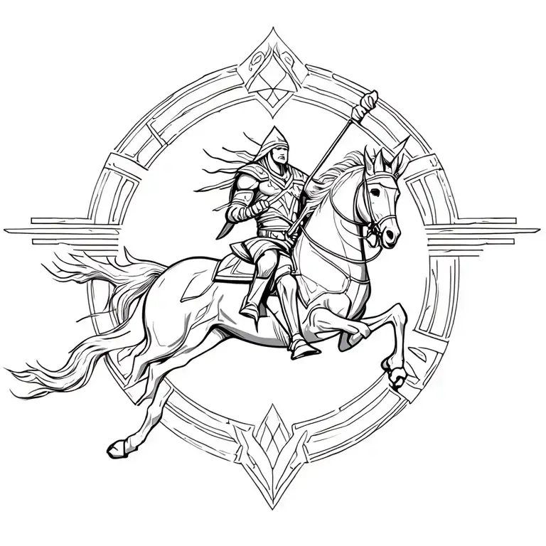 aztek warrior symbol riding to victory tattoo design idea