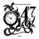 "24/7 18:08 " clock face tattoo design idea
