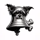 bell with dog bone tattoo design idea