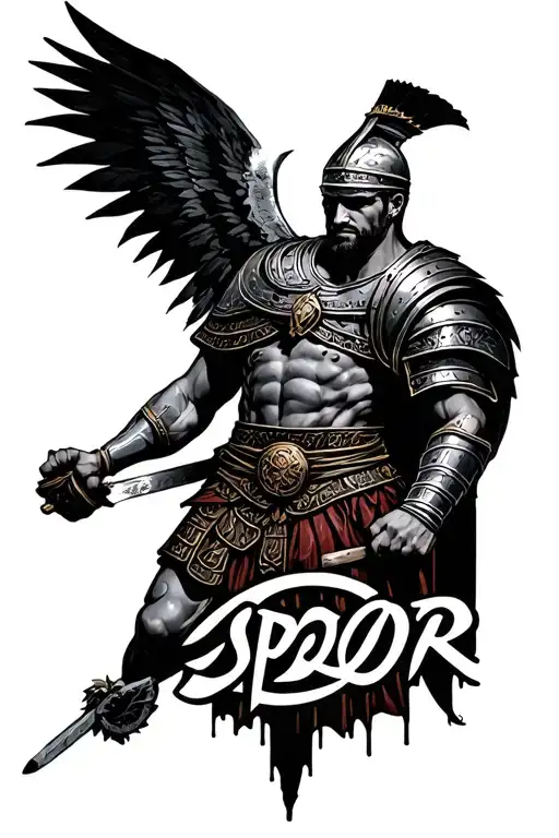 "Spqr " Coloseum and gladiator  tattoo design idea