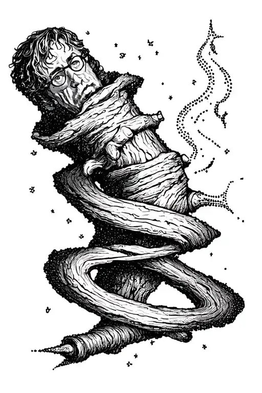 Stick Harry Potter on a scar (the scar is a wand casting a spell sideways) tattoo design idea