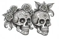 2 sugar skulls facing each other tattoo design idea