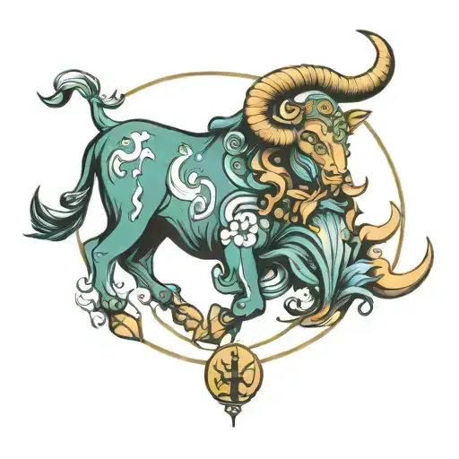 taurus and aquarius zodiac sign tattoo design idea