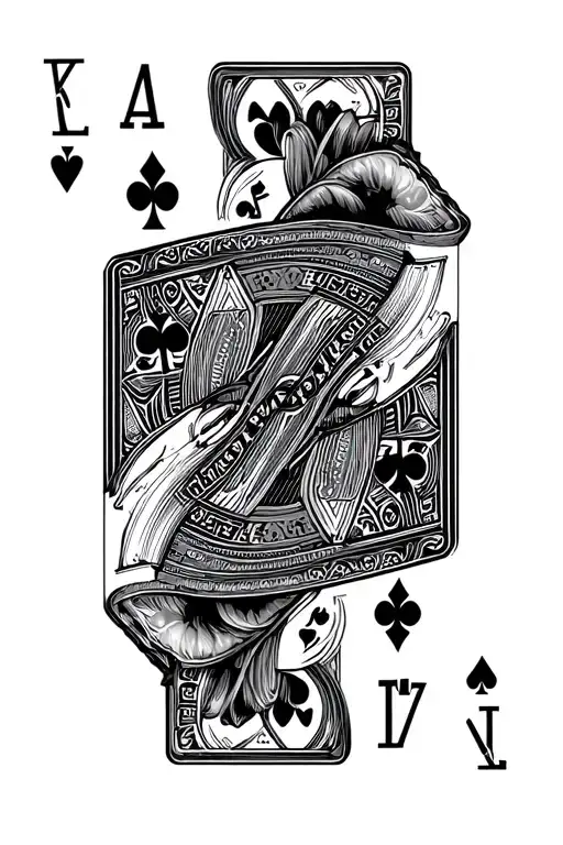 deck of cards being shuffled tattoo design idea