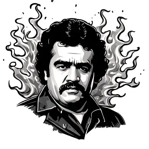 Pablo Escobar burning bills tattoo design idea