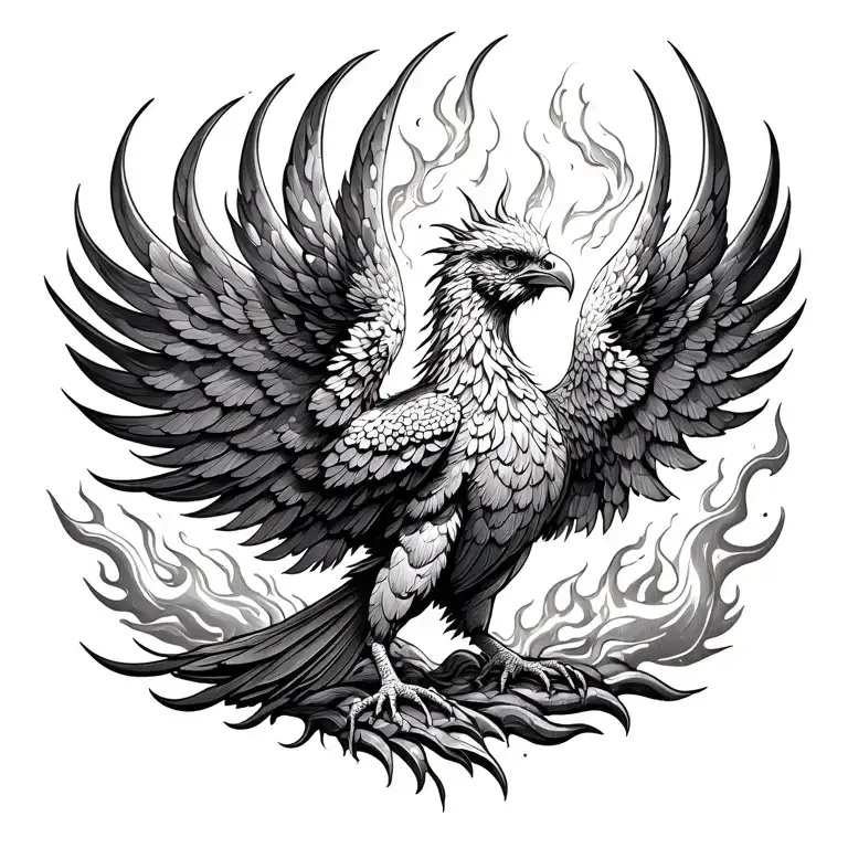 phoenix rising from flames tattoo design idea