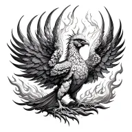 phoenix rising from flames tattoo design idea