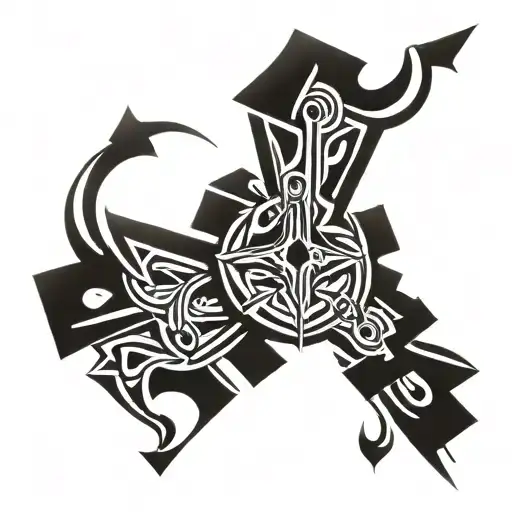 tribal 2000's cross intertwined tattoo design idea