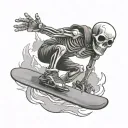 skeleton on snowboard look tattoo design idea
