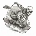 skeleton on snowboard look tattoo design idea