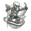 skeleton on snowboard look tattoo design idea