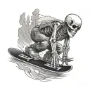 skeleton on snowboard look tattoo design idea